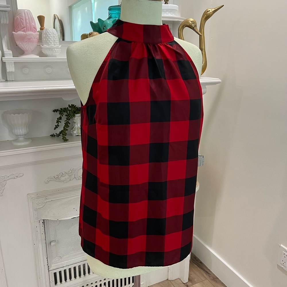 NWT Talbots Sleeveless Buffalo Check Top